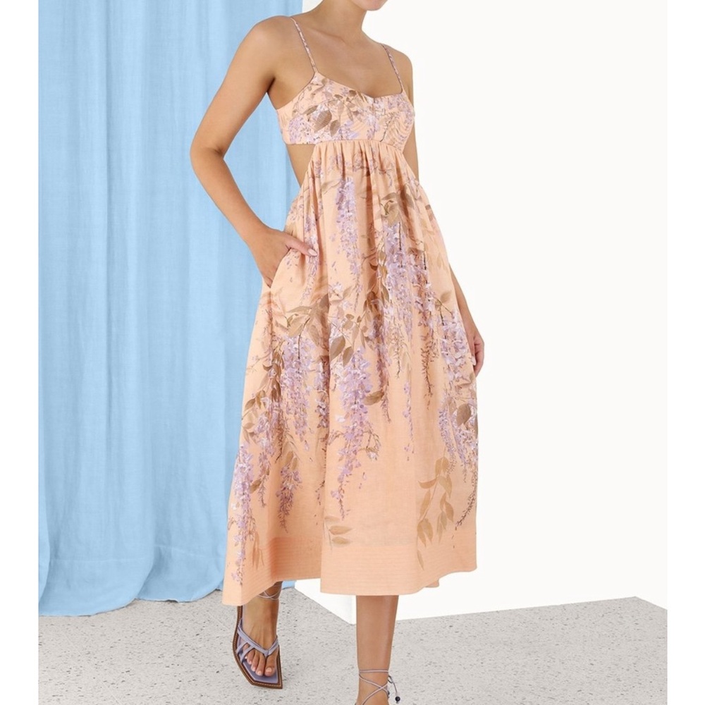 Zimmermann Peach and Lavender Floral Dress